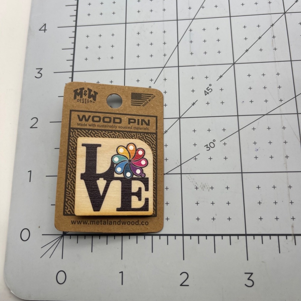Metal and‎ Wood Co Wood Pin Travel Love Pride Rainbow Pin